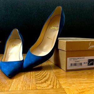 Christian Louboutin apostrophy pump 85MM blue suede
